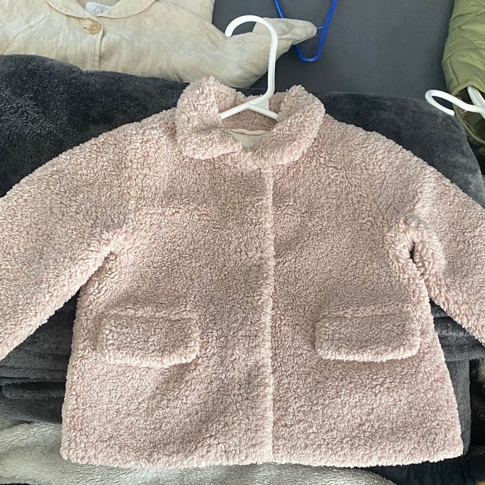 Zara Soft Pink Kids toddler fleece coat